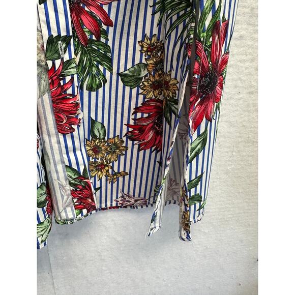 Zara Z1975 Denim Women Floral Shirt Dress Belt Short Sleeve Poplin S Resort - Picture 3 of 10